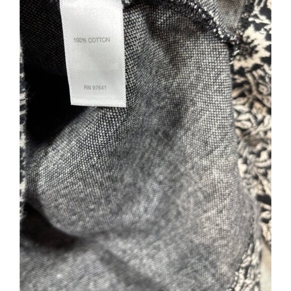 J Jill‎ Black White Floral Pattern Long Sleeve Top Sweater L 100% Cotton - Picture 4 of 5